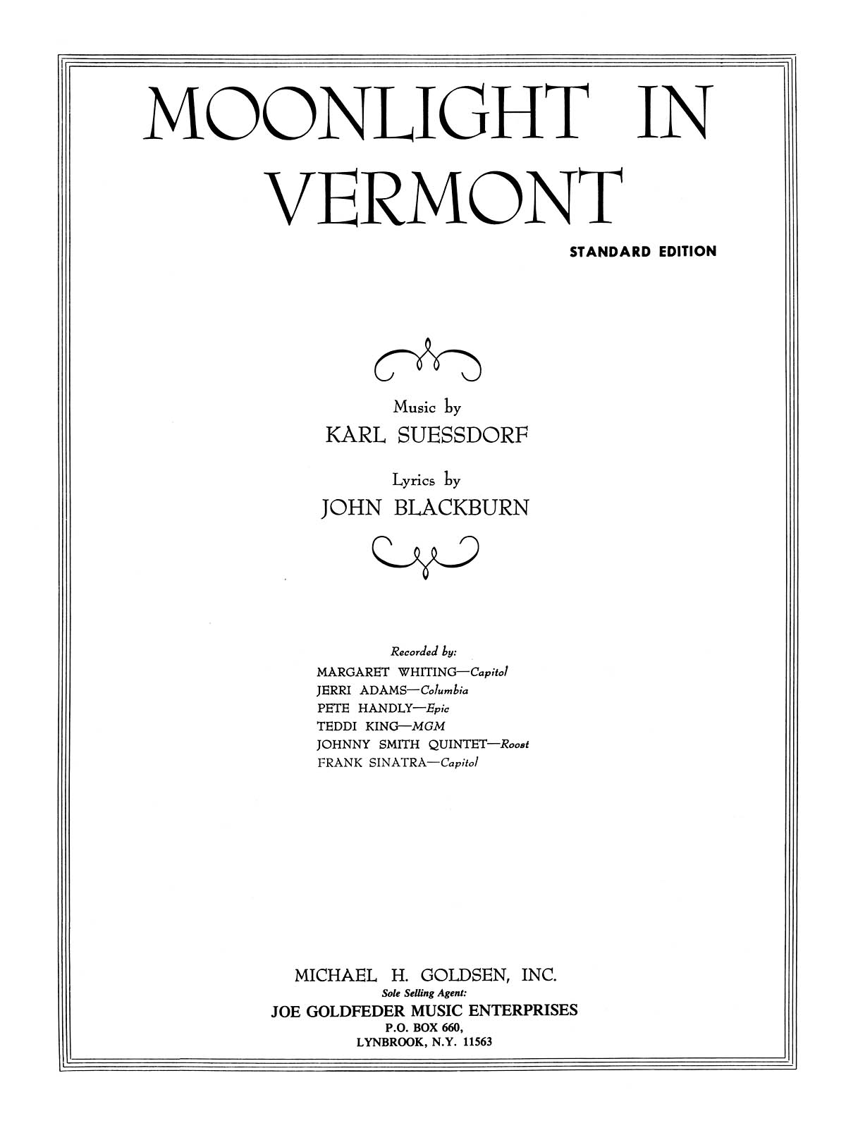 Karl Suessdorf: Moonlight In Vermont (PVG)