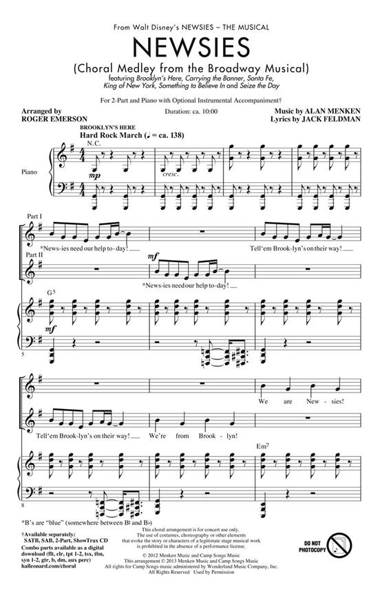Newsies : Choral Medley from the Broadway Musical