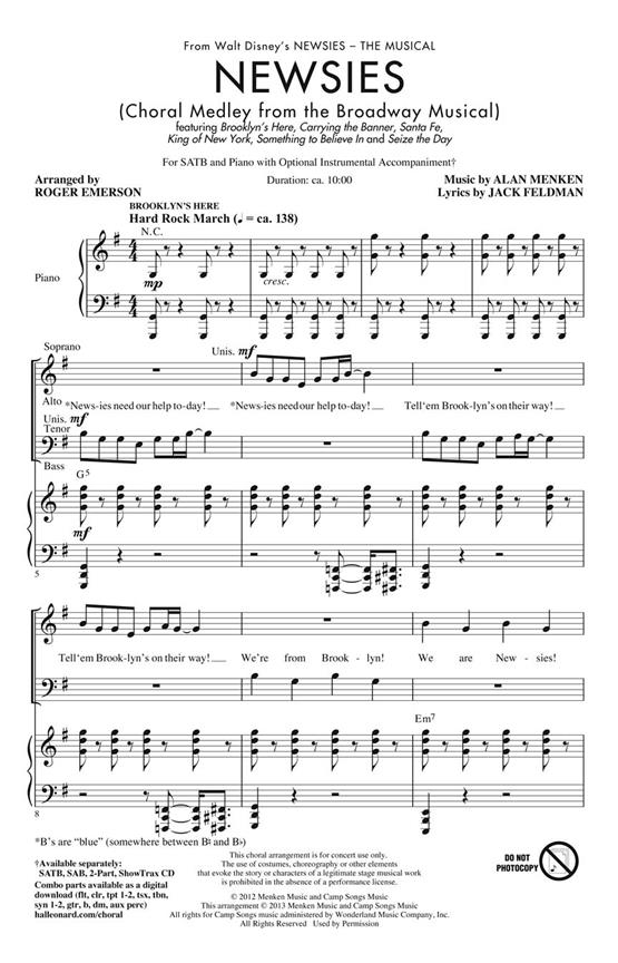 Newsies : Choral Medley from the Broadway Musical