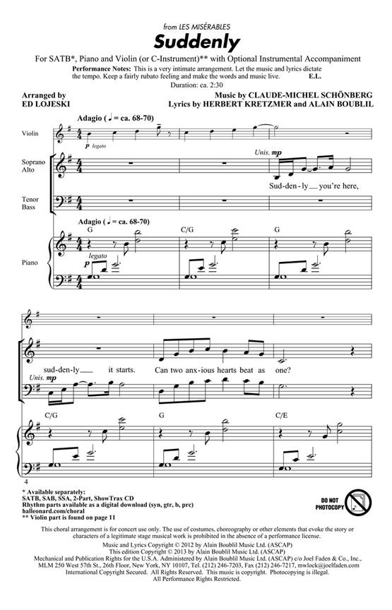 Suddenly : from Les Misérables the Movie