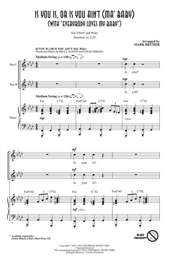 Spencer Williams: Is You Is Or Is You Aint - arr. Mark Brymer (2-Part Choral)