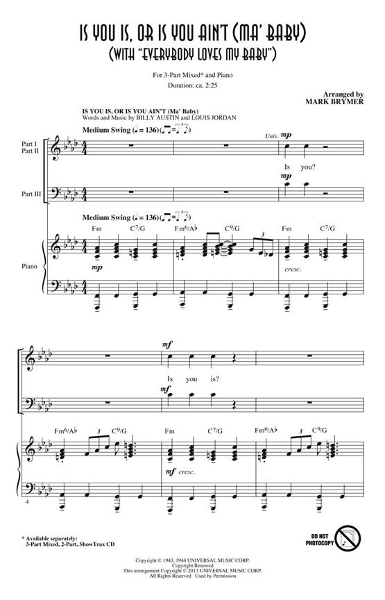 Is You Is Or Is You Ain't Ma' Baby (Arr. Brymer) (ShowTrax CD)
