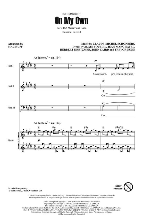On My Own : (from Les Misérables) Discovery Level 2
