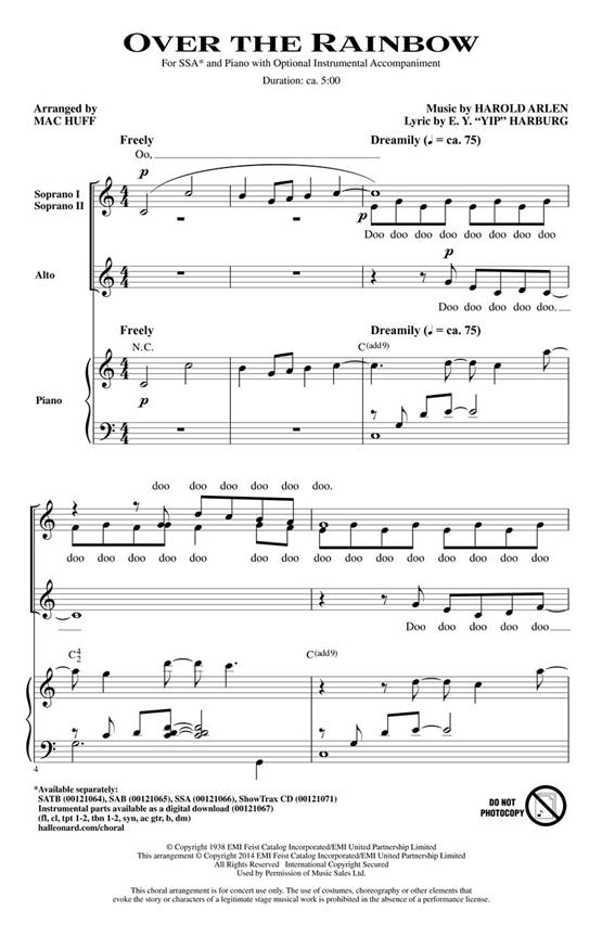 Harold Arlen: Over The Rainbow (SSA)