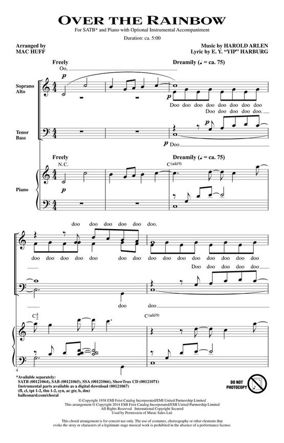 Over the Rainbow : (from The Wizard of Oz)