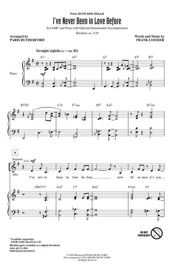 I've Never Been in Love Before : from Guys and Dolls