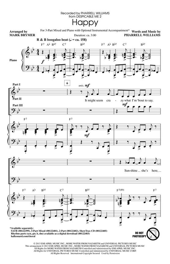 Williams Happy (Brymer) 3pt Mix Chor