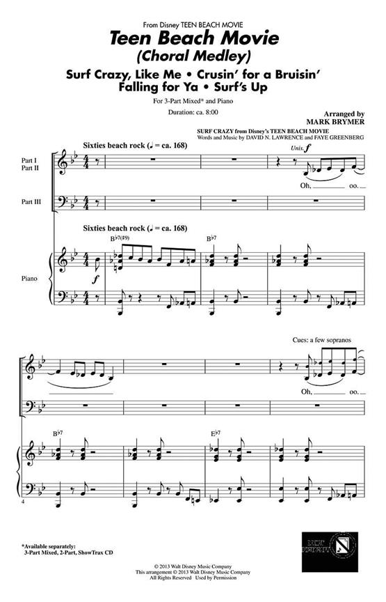 Teen Beach Movie: Choral Medley (Arr. Brymer) (ShowTrax CD)