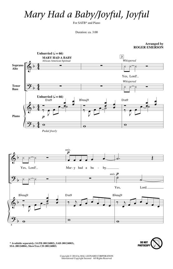 Mary Had a Baby/Joyful, Joyful : (ShowTrax CD)