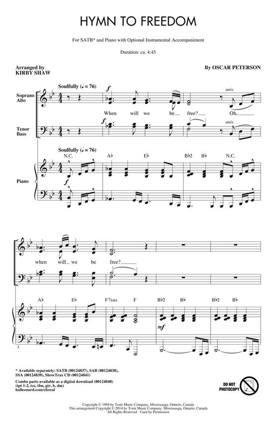 Hymn to Freedom : Combo Accompaniment Parts