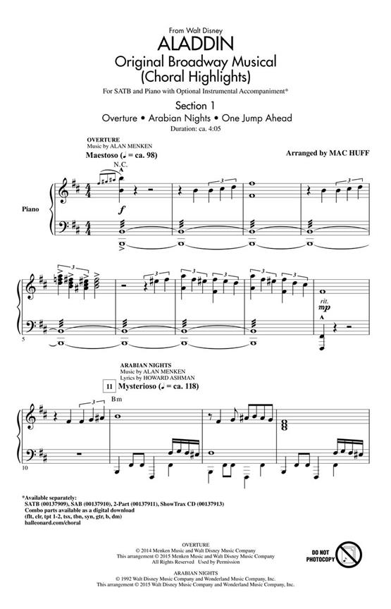 Aladdin - Original Broadway Musical : Choral Highlights
