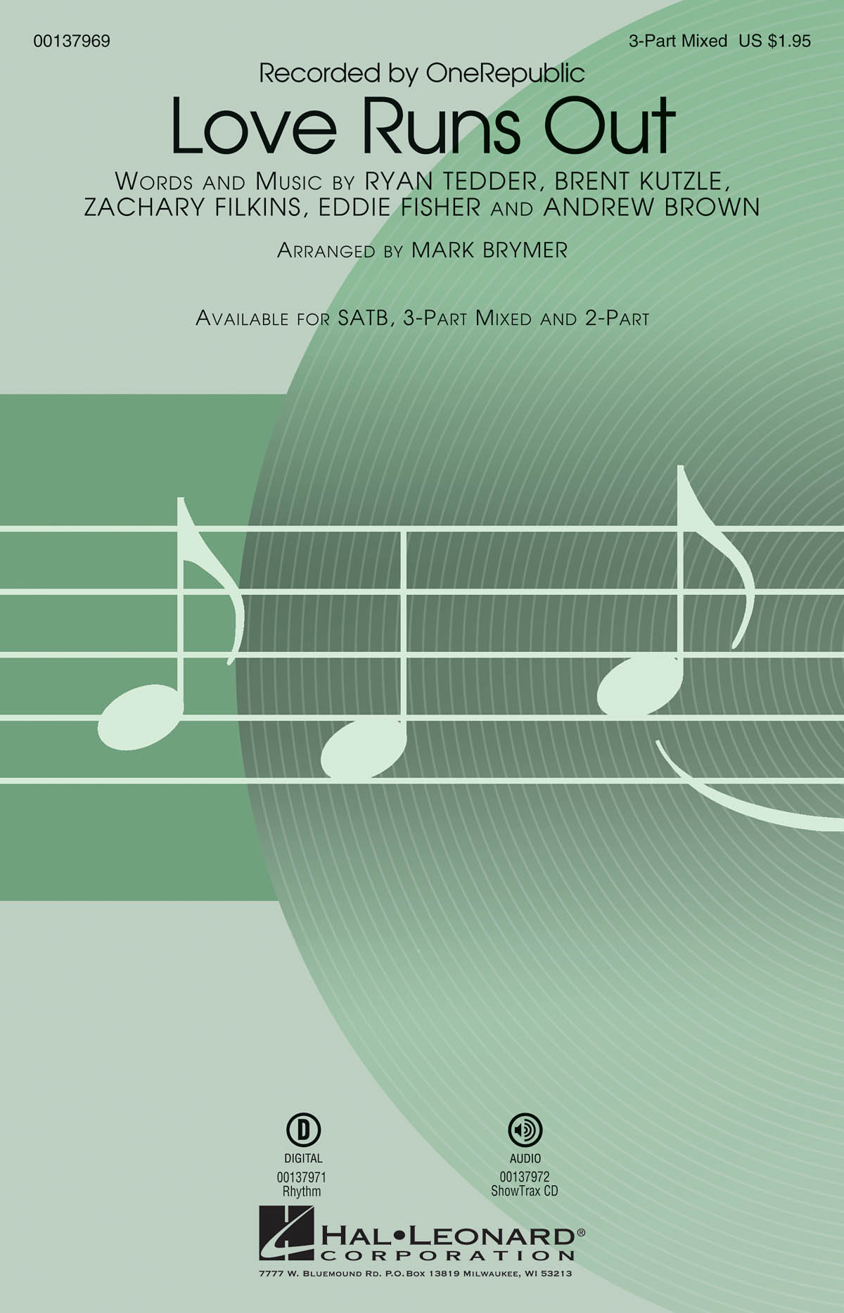 One Republic: Love Runs Out (Arr. Brymer) (SAB)