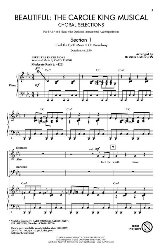 Beautiful: The Carole King Musical : Choral Selections