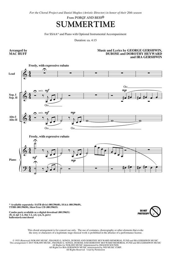 Summertime : from Porgy and Bess