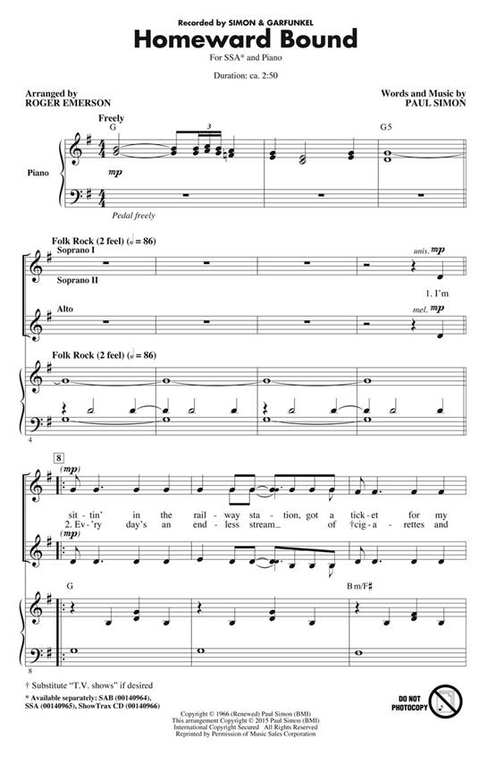 Paul Simon: Homeward Bound (SSA Songbook)