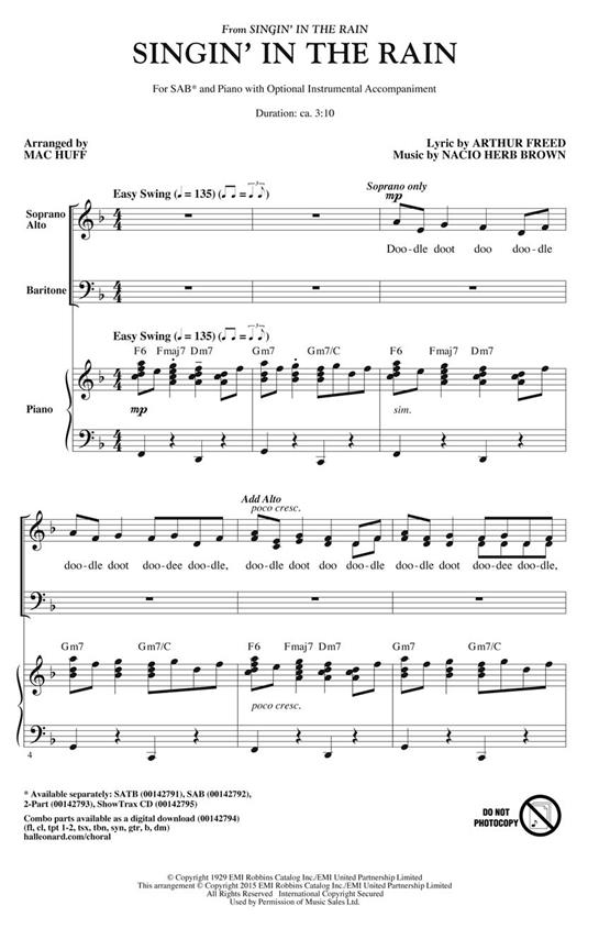 Singin' In The Rain (SAB, arr. Huff)