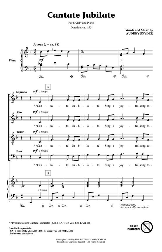 Cantate Jubilate : Discovery Level 1