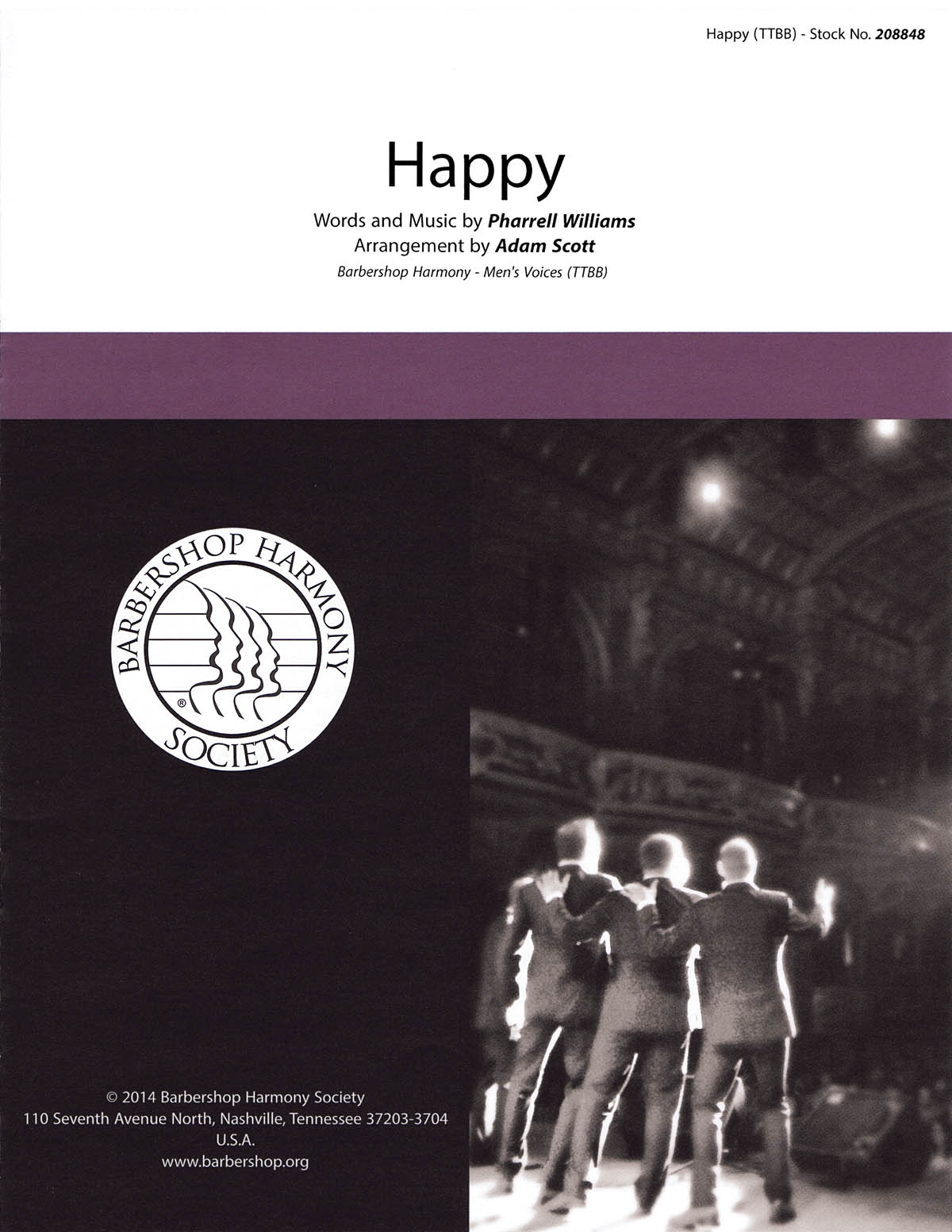 Williams Pharrell Happy (Arr Scott Adam) Ttbb A Cappella Choral