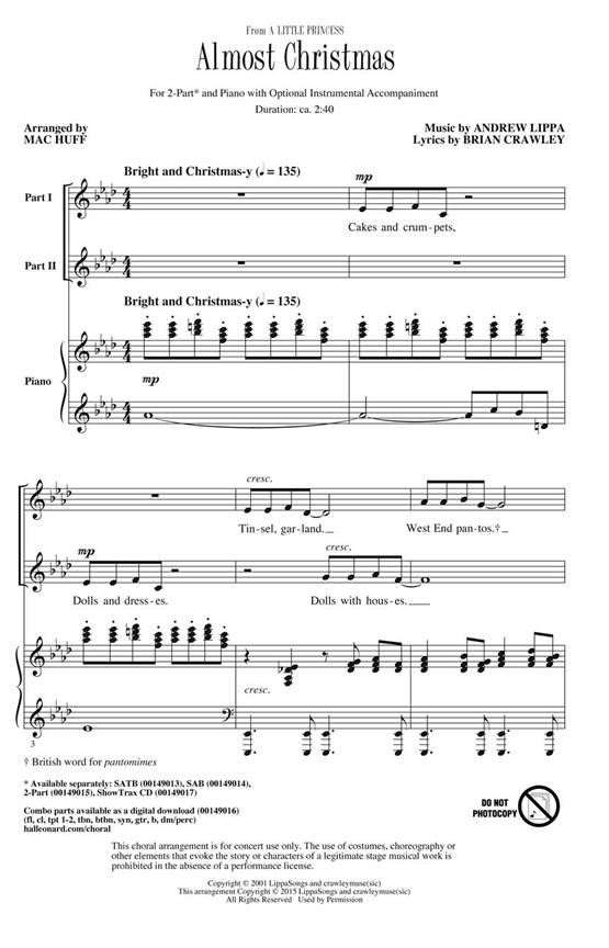 Andrew Lippa: Almost Christmas (From 'A Little Princess') (Arr. Huff) (2-Part)