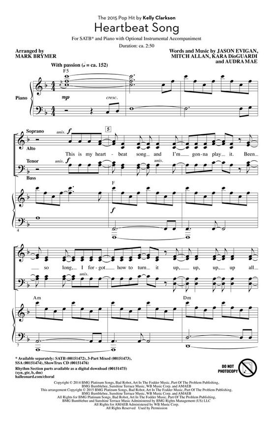 Kelly Clarkson: Heartbeat Song (Arr. Brymer) (ShowTrax CD)
