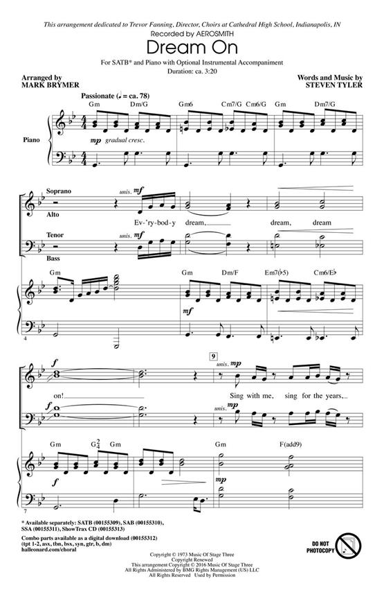 Aerosmith: Dream On (Arr. Brymer) (ShowTrax CD)