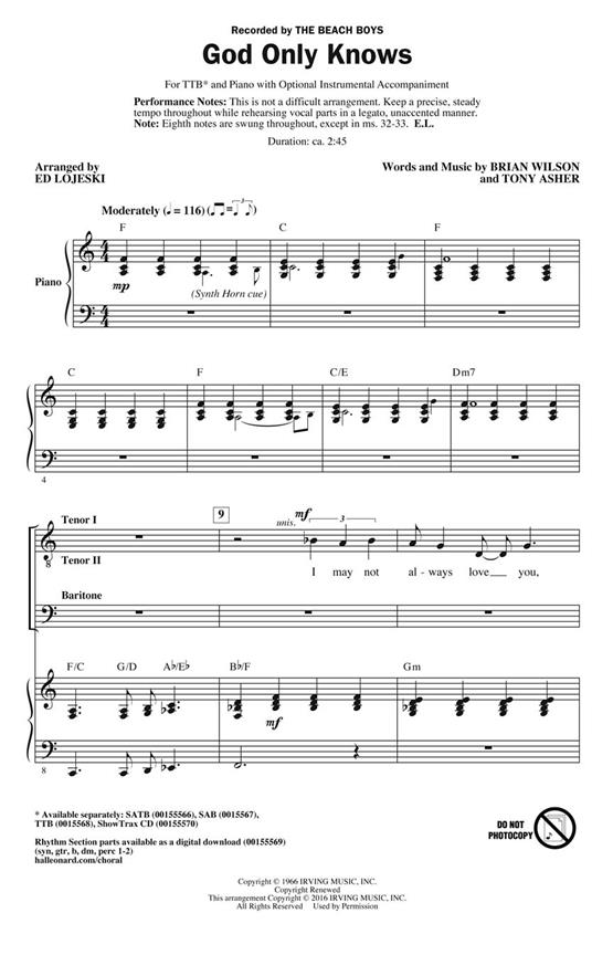 The Beach Boys: God Only Knows (TTB Songbook)
