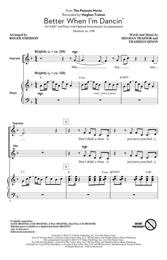 Meghan Trainor: Better When I'm Dancin' (SAB, arr. Emerson)