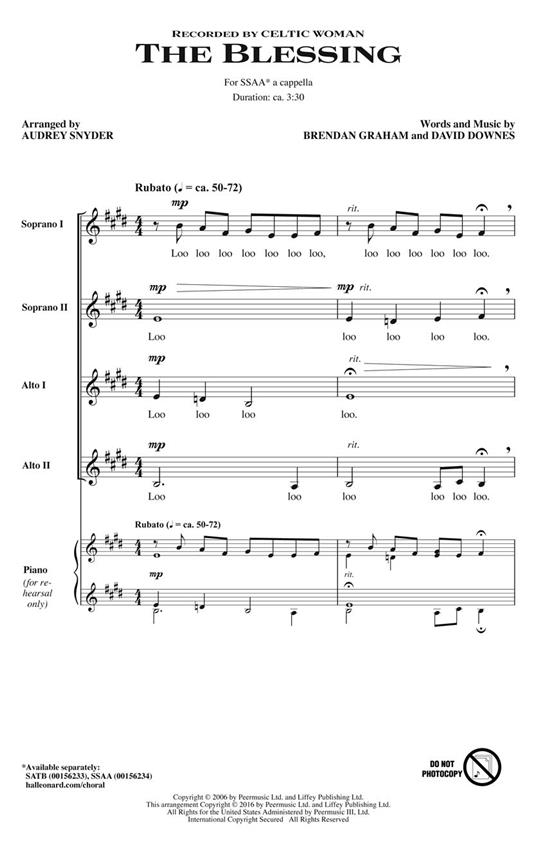 Celtic Woman: The Blessing (SSAA Songbook)