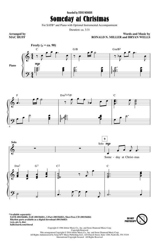 Ronald Miller/Bryan Wells: Someday At Christmas (Arr. Huff) (ShowTrax CD)
