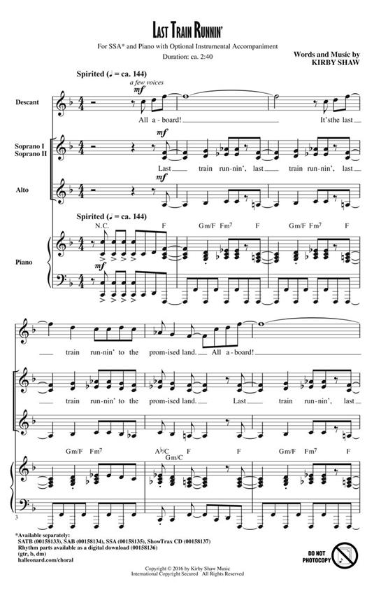 Kirby Shaw: Last Train Runnin' (SSA)