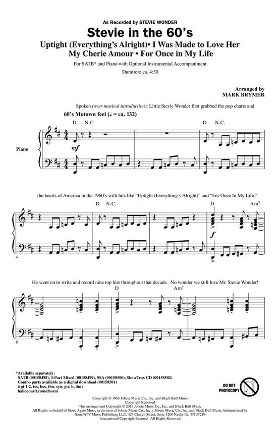 Stevie In The 60s Medley (Arr. Brymer) (ShowTrax CD)