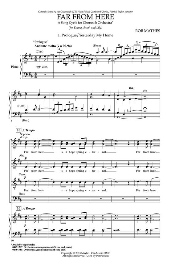 Far from Here : Song Cycle for Chorus and Orchestra