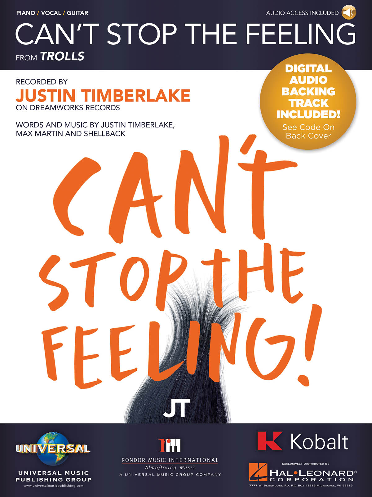 Justin Timberlake: Can't Stop The Feeling (From 'Trolls') (PVG Sheet/Online Audio)