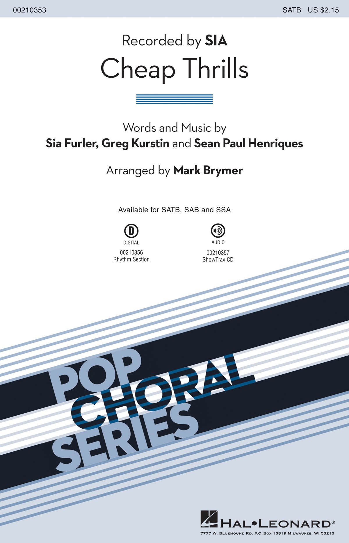 Sia: Cheap Thrills (Arr. Brymer) (SATB)