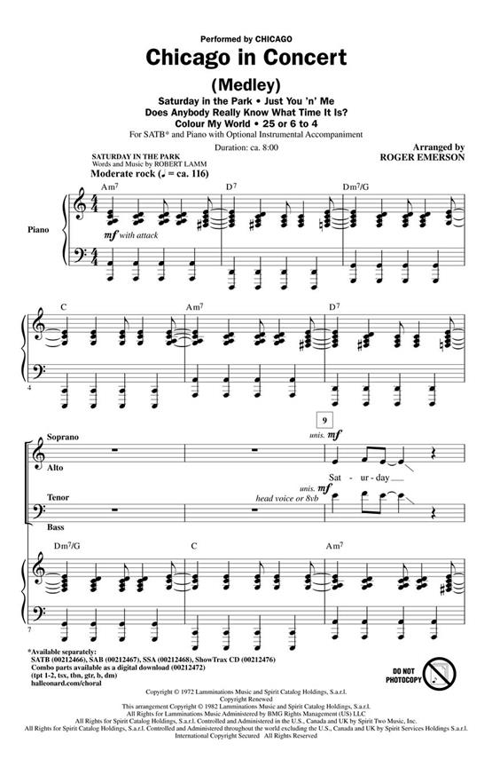 Chicago in Concert : Medley
