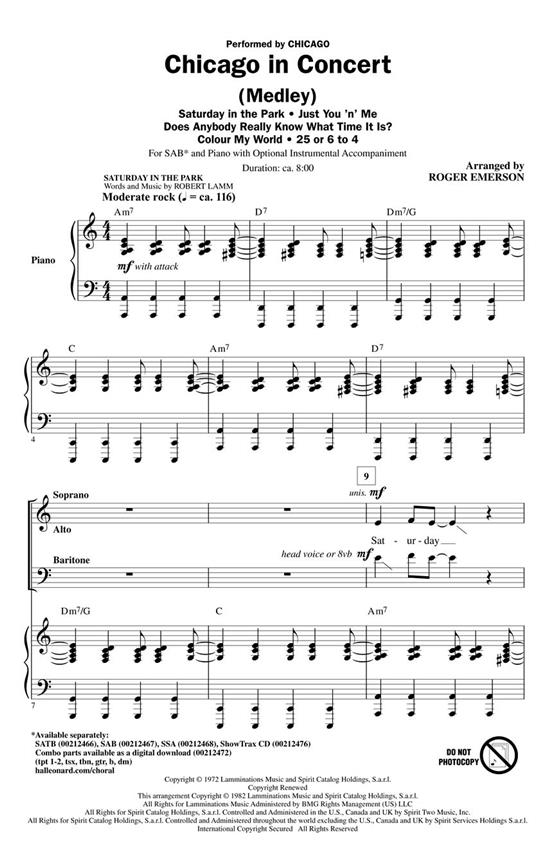 Chicago in Concert : Medley