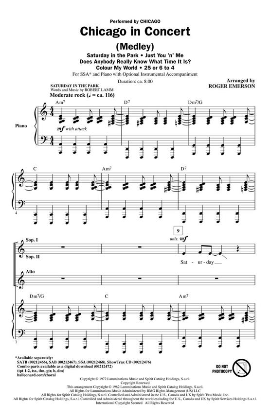 Chicago in Concert : Medley