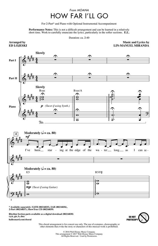 Arr. Ed Lojeski: How Far I'll Go (from Moana)