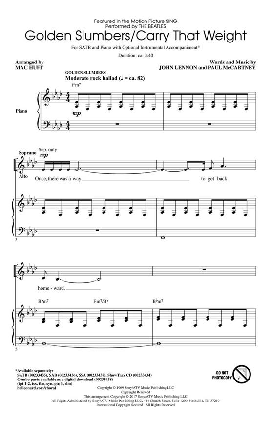 Golden Slumbers/Carry That Weight : from Sing