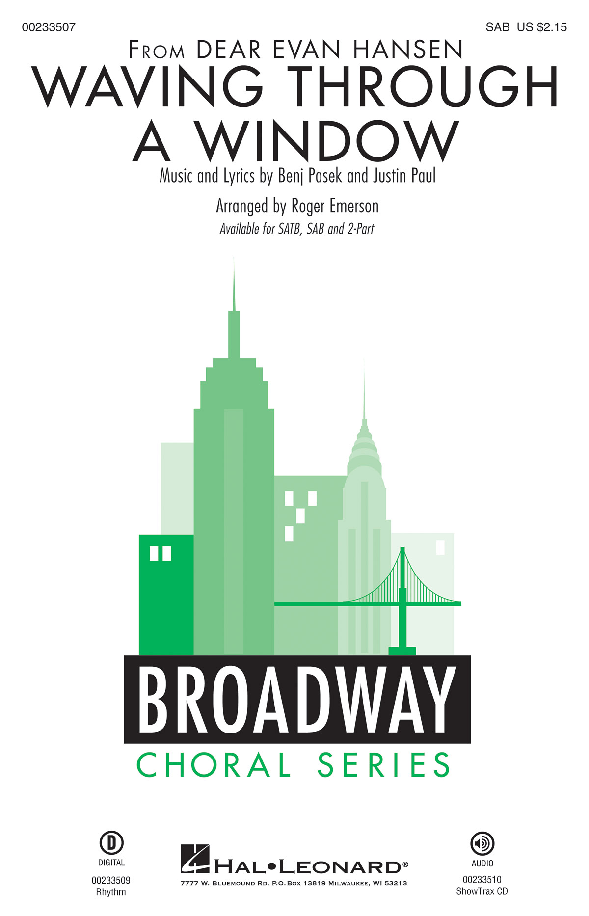 Waving Through a Window "Dear Evan Hansen" - SAB (arr. Emerson)