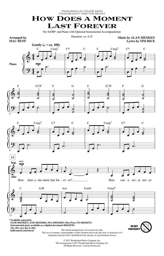 How Does a Moment Last Forever : from Beauty and the Beast