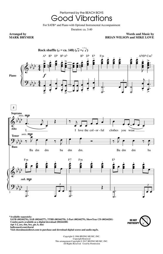 Beach Boys: Good Vibrations (Arr. Brymer) (ShowTrax CD)