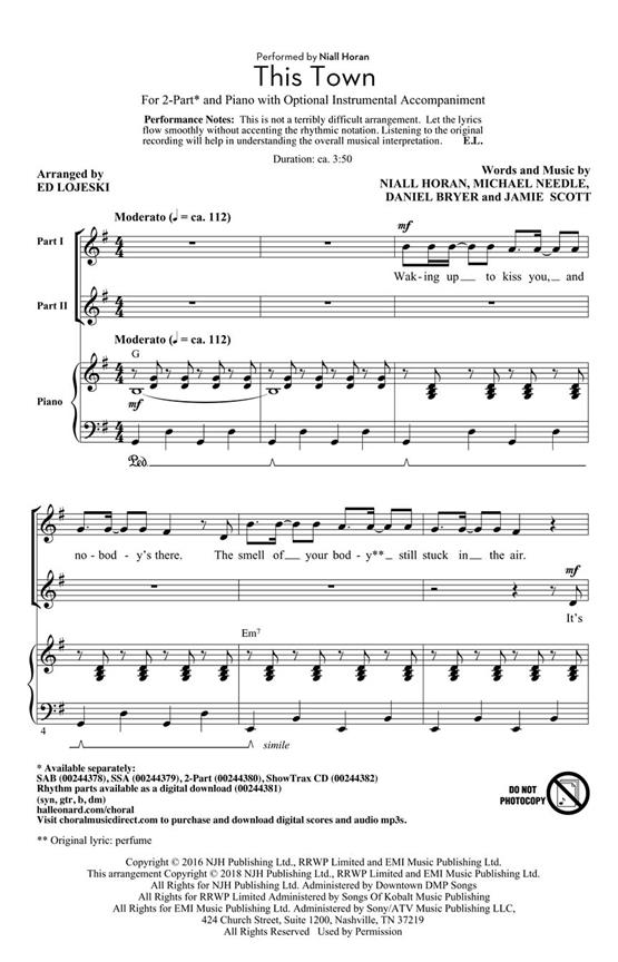 Niall Horan: This Town (Arr. Lojeski) (2-Part)