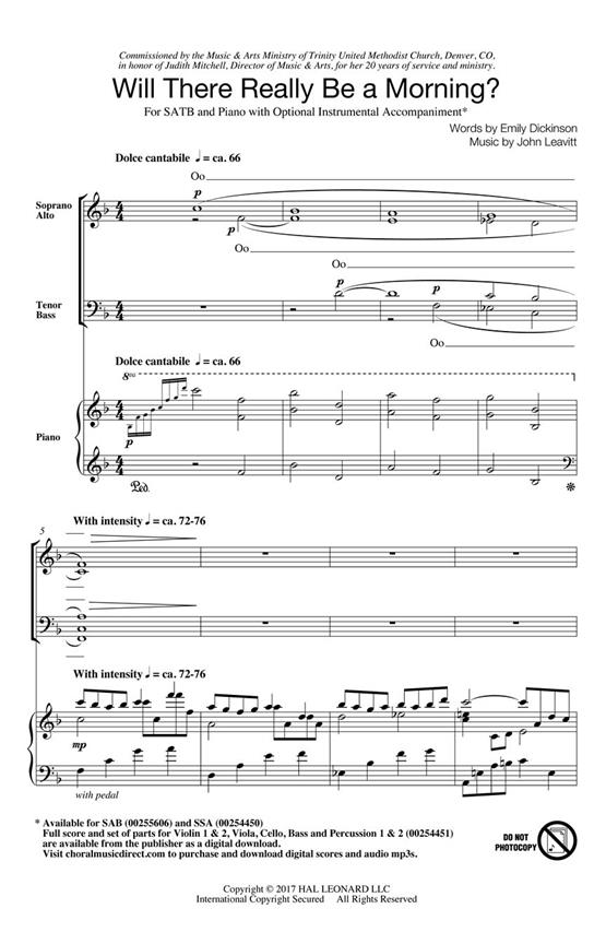 Will There Really Be a Morning? : Festival Choral