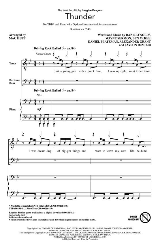Thunder : Pop Choral Series