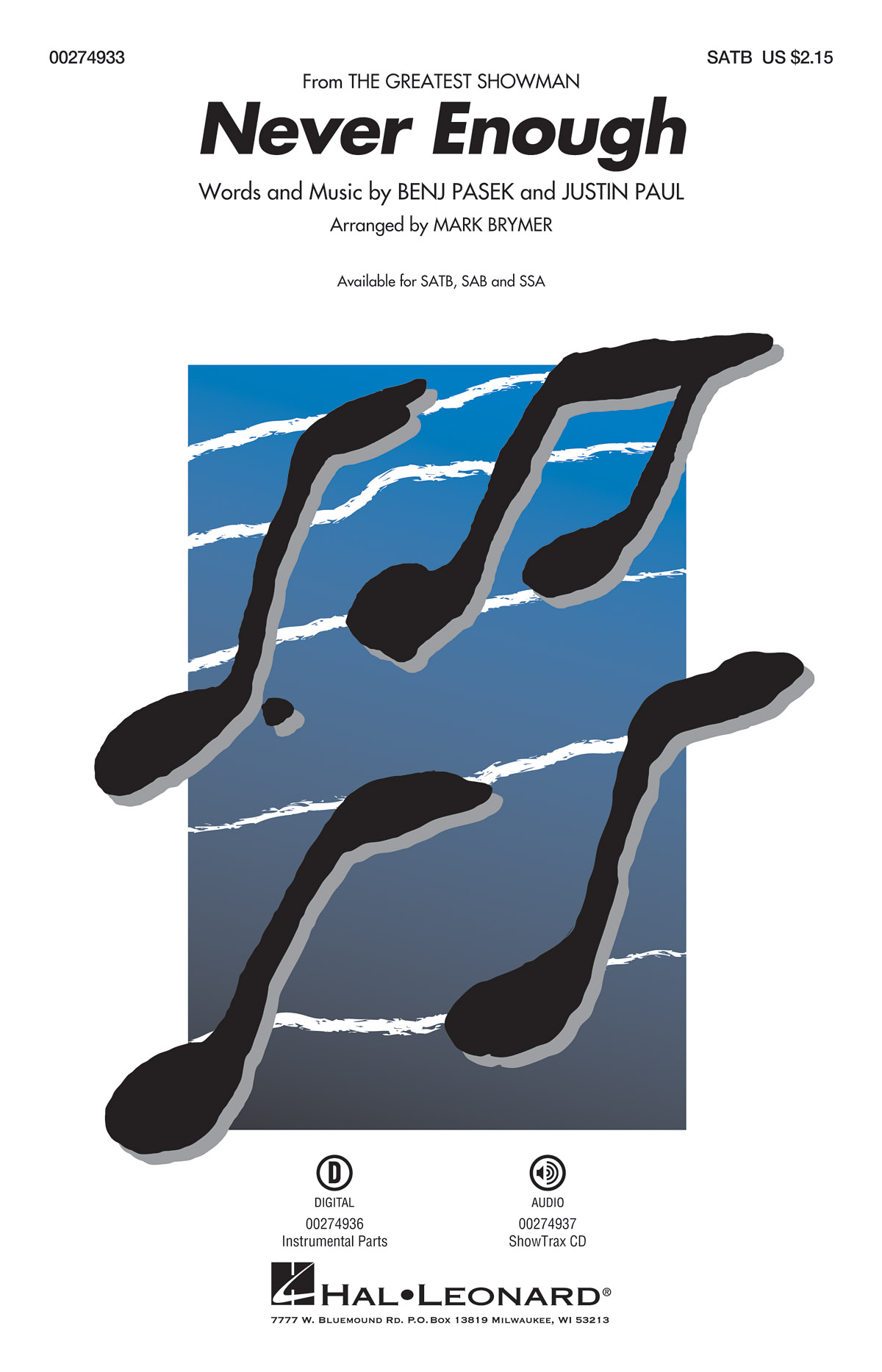 Never Enough "The Greatest Showman" - SATB (arr. Brymer)