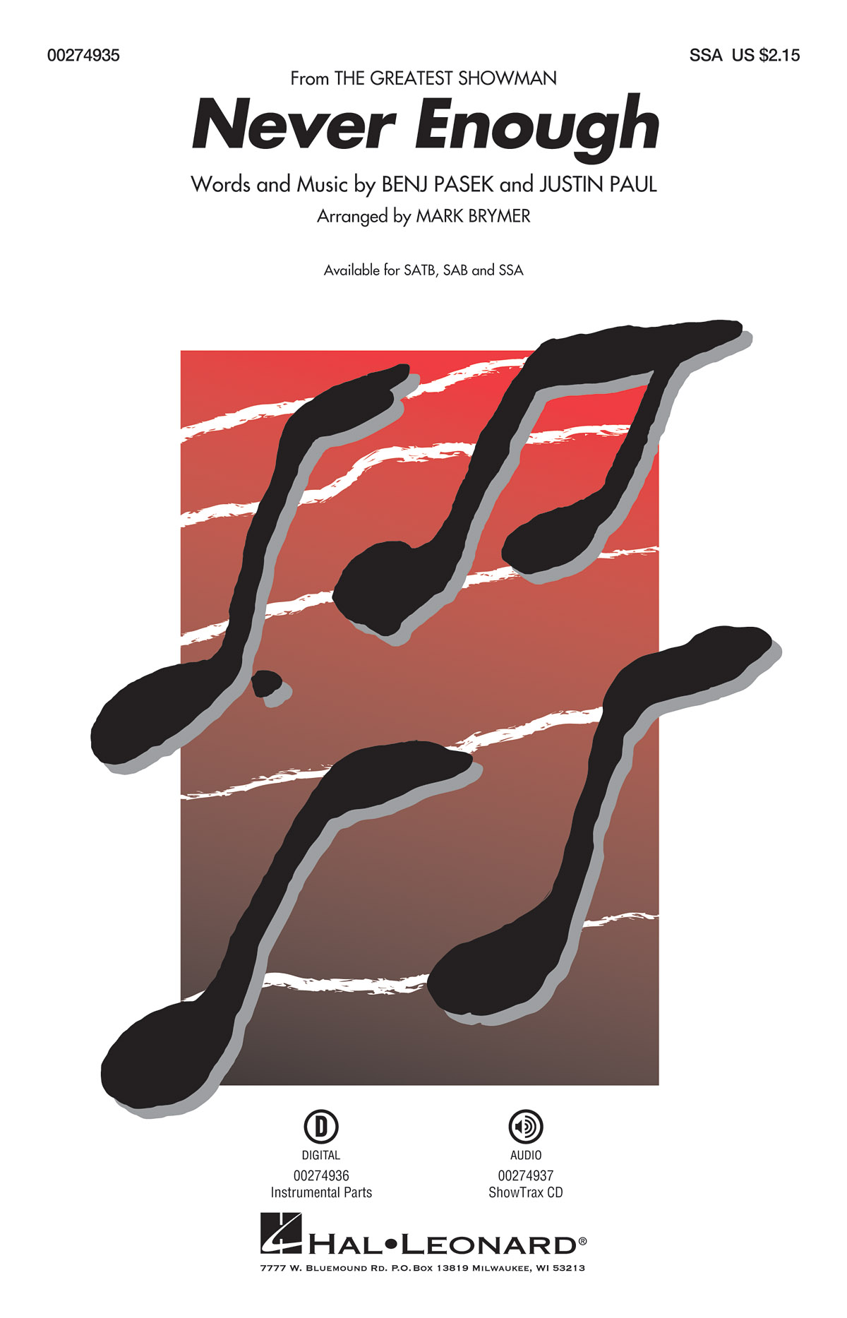 Never Enough "The Greatest Showman" - SSA (arr. Brymer)