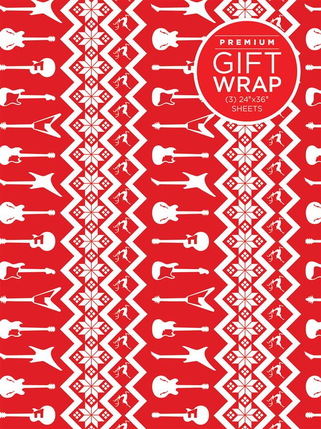 Wrapping Paper - Red & White Holiday Guitar Theme