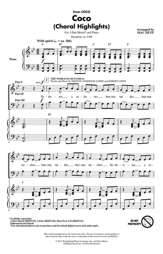 Coco (Choral Highlights) : Discovery Level 2