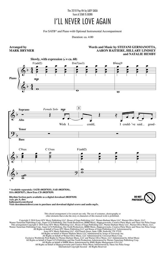 I'll Never Love Again : from A Star Is Born